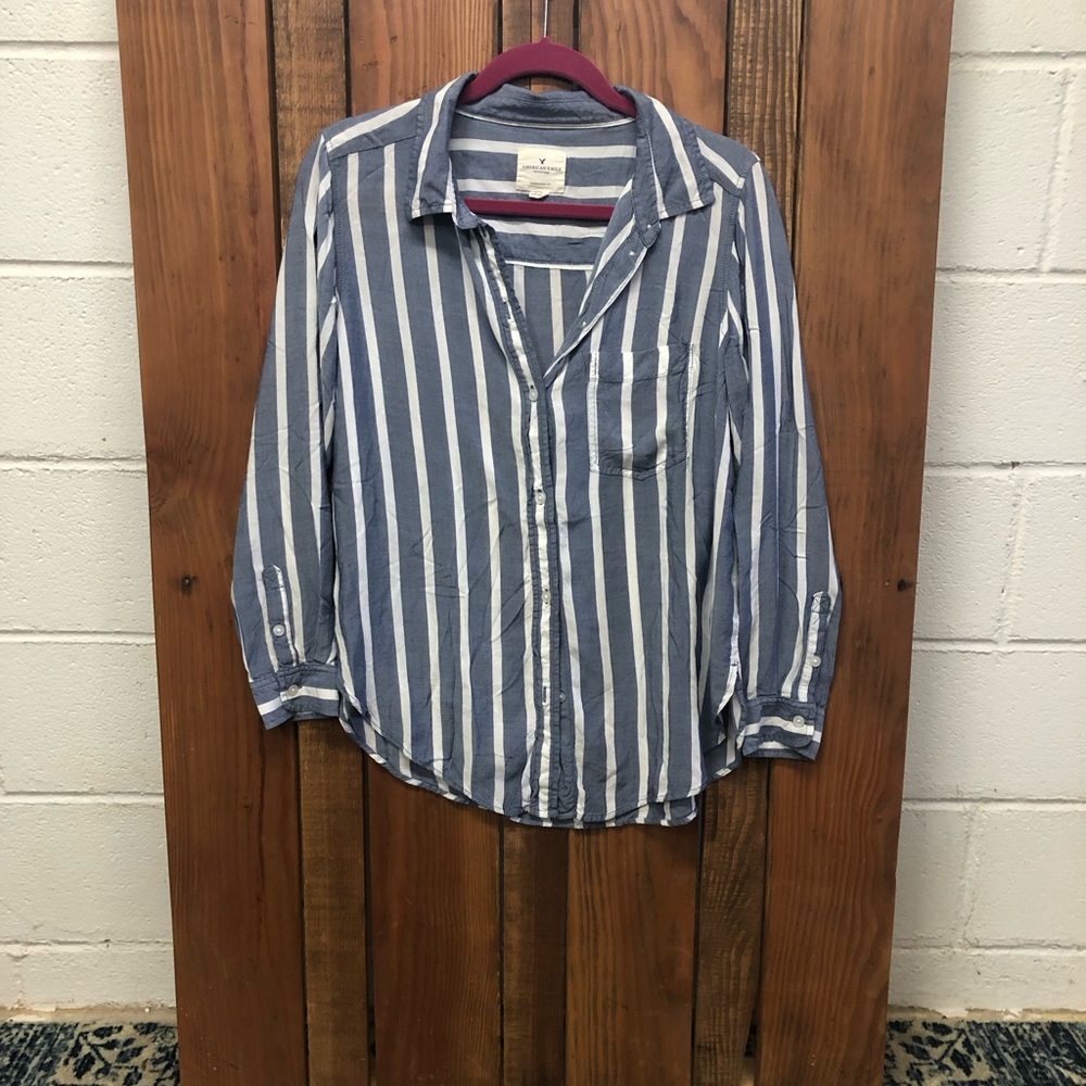 American Eagle size small striped button top - Picture 1 of 8